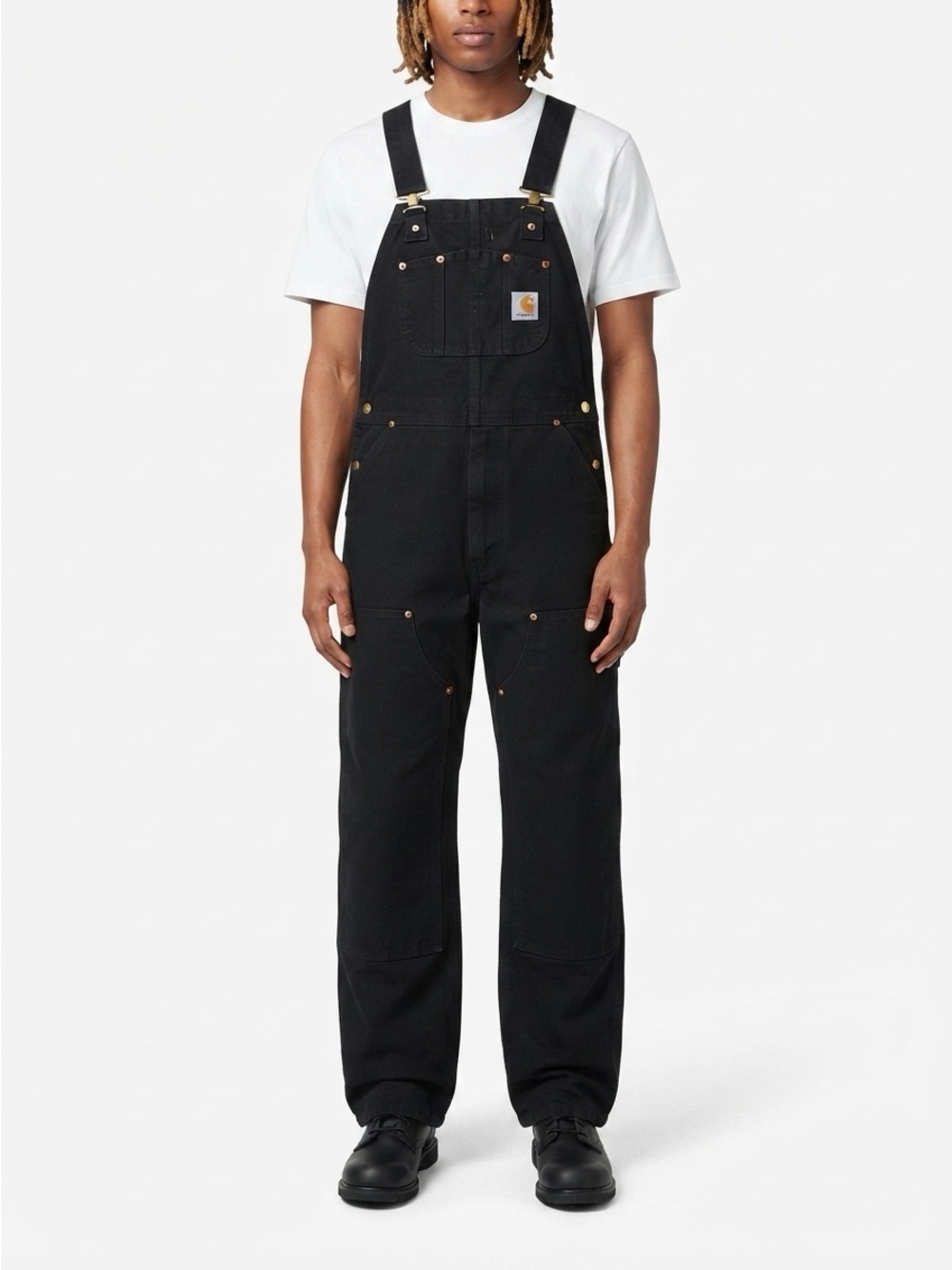 Carhartt R02 Lined Double Knee Duck Bib Overalls Faded Black 34x30